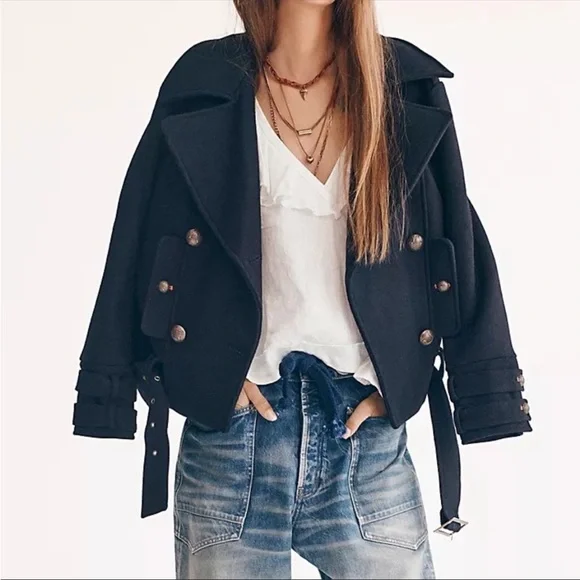 New🌟Free People Cecelia Peacoat - Classic Black-S
